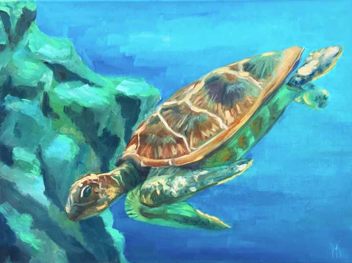 Les différentes espèces de tortues marines en peinture